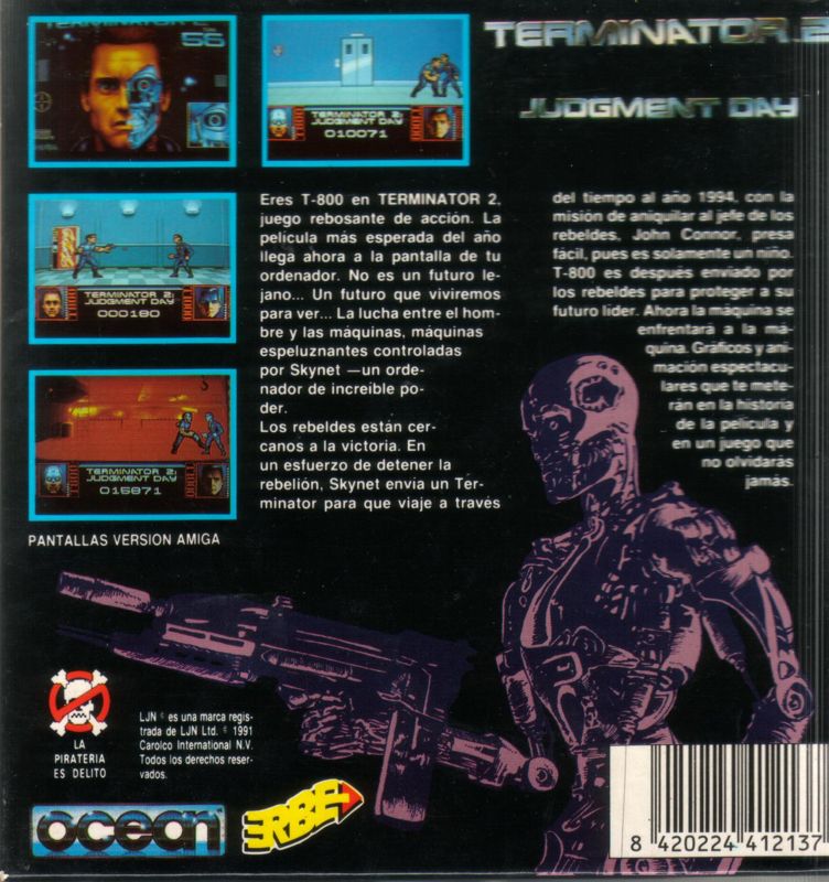 Back Cover for Terminator 2: Judgment Day (Amstrad CPC)