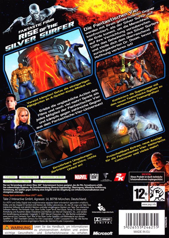 Back Cover for Fantastic Four: Rise of the Silver Surfer (Xbox 360)