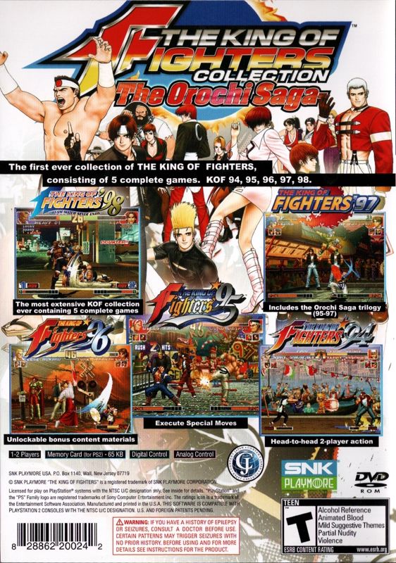 Back Cover for The King of Fighters Collection: The Orochi Saga (PlayStation 2)