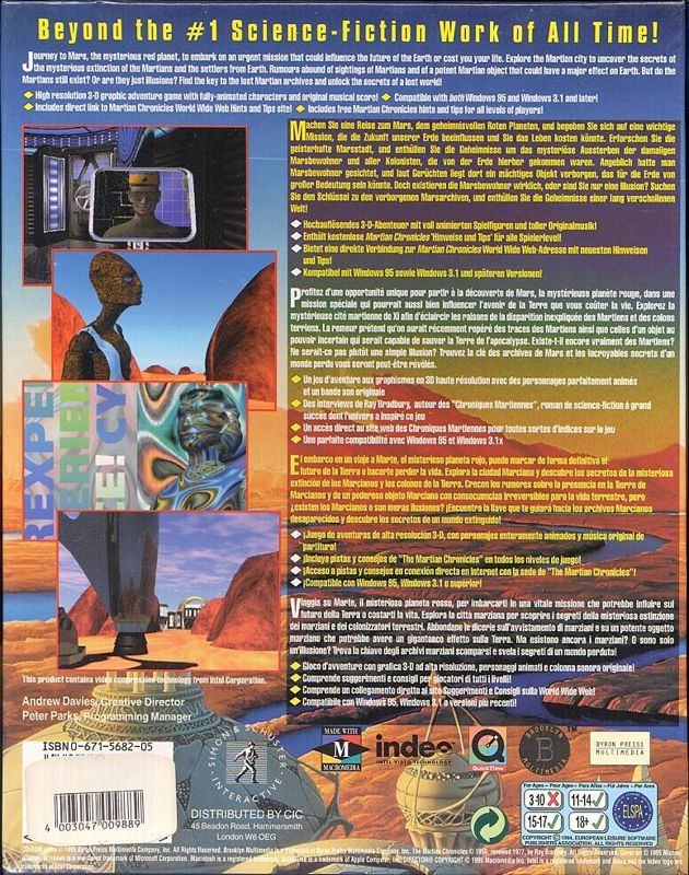 Back Cover for Ray Bradbury's The Martian Chronicles Adventure Game (Windows 3.x)