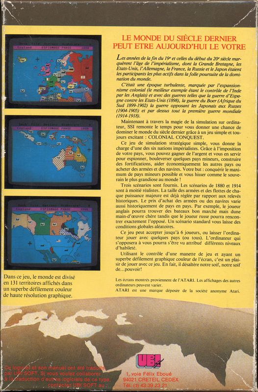 Back Cover for Colonial Conquest (Atari ST)