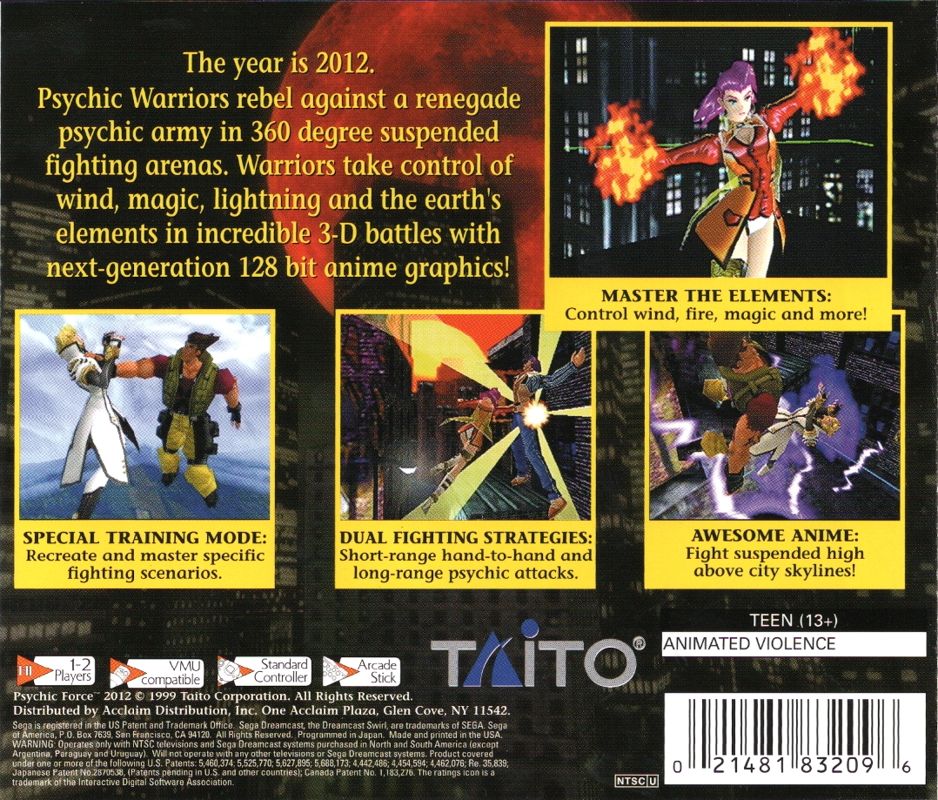 Back Cover for Psychic Force 2012 (Dreamcast)