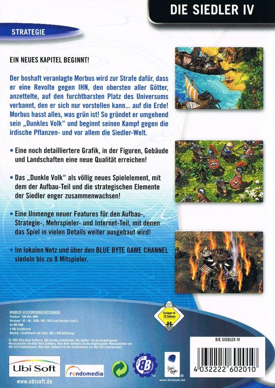 Back Cover for The Settlers: Fourth Edition (Windows) (Ubisoft eXclusive release)