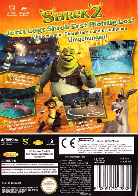 Back Cover for Shrek 2 (GameCube)