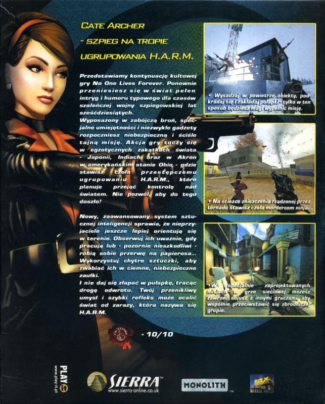Back Cover for No One Lives Forever 2: A Spy in H.A.R.M.'s Way (Windows)
