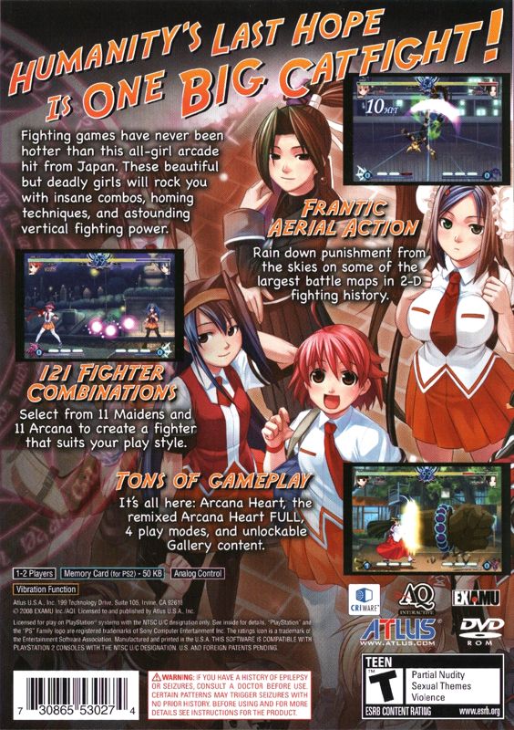 Back Cover for Arcana Heart (PlayStation 2)