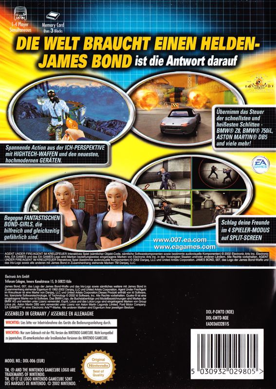 Back Cover for 007: Agent Under Fire (GameCube)