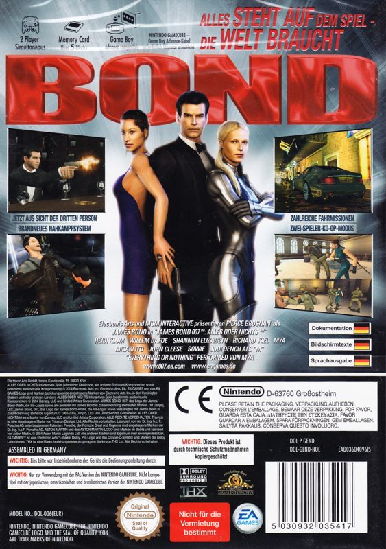 Back Cover for 007: Everything or Nothing (GameCube)