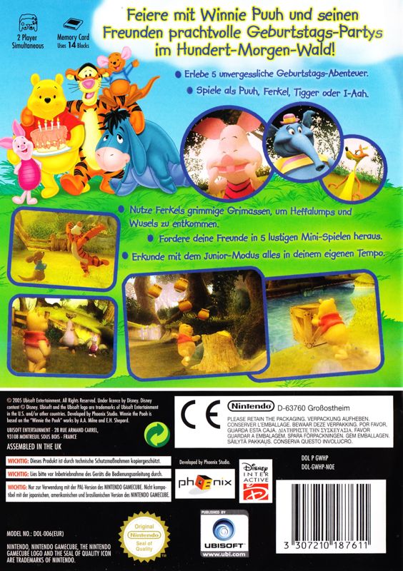 Back Cover for Disney's Winnie the Pooh's Rumbly Tumbly Adventure (GameCube)