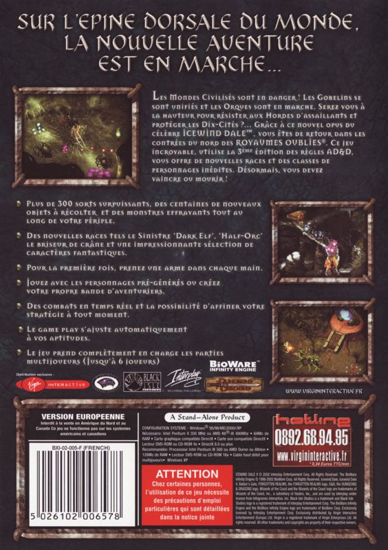 Back Cover for Icewind Dale II (Windows)