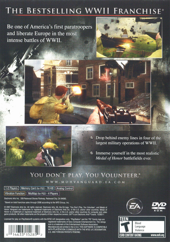 Back Cover for Medal of Honor: Vanguard (PlayStation 2)
