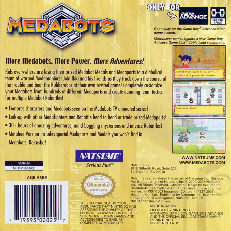 Back Cover for MedaBots: Metabee (Game Boy Advance)