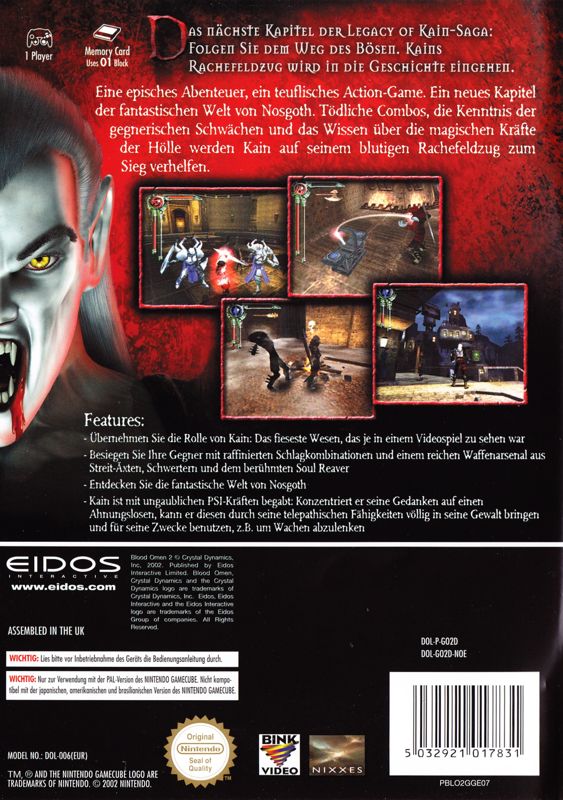 The Legacy Of Kain Series Blood Omen 2 Cover Or Packaging Material 