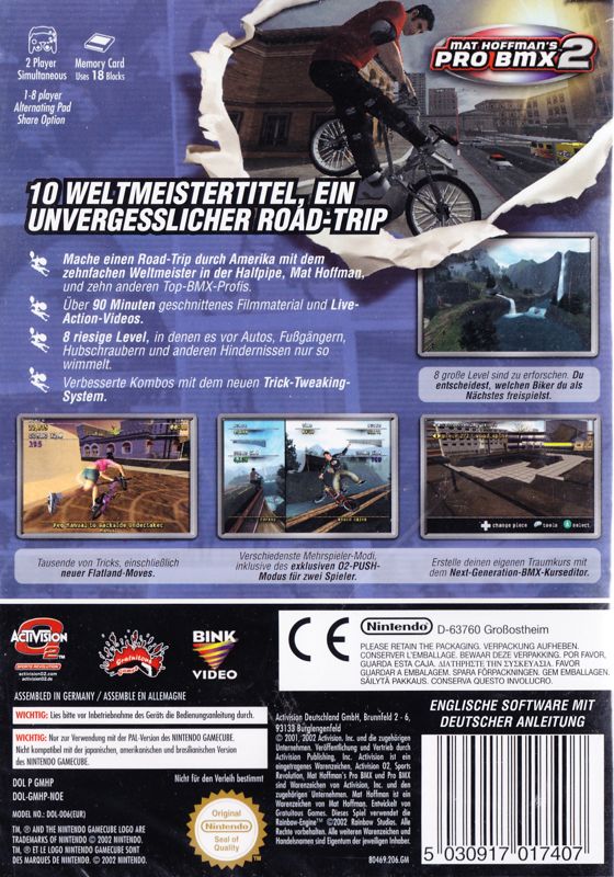 Back Cover for Mat Hoffman's Pro BMX 2 (GameCube)