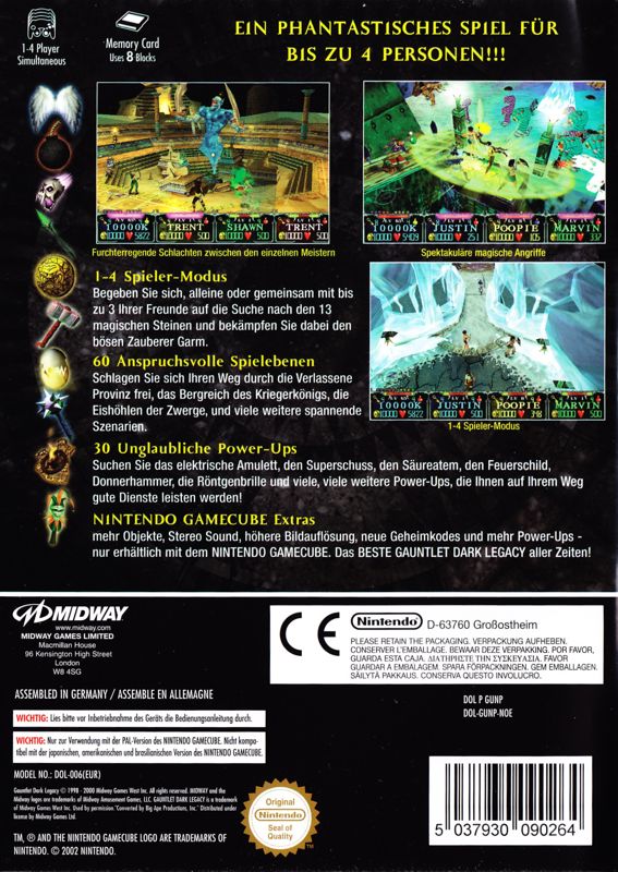 Back Cover for Gauntlet: Dark Legacy (GameCube)