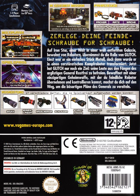 Back Cover for Metal Arms: Glitch in the System (GameCube)