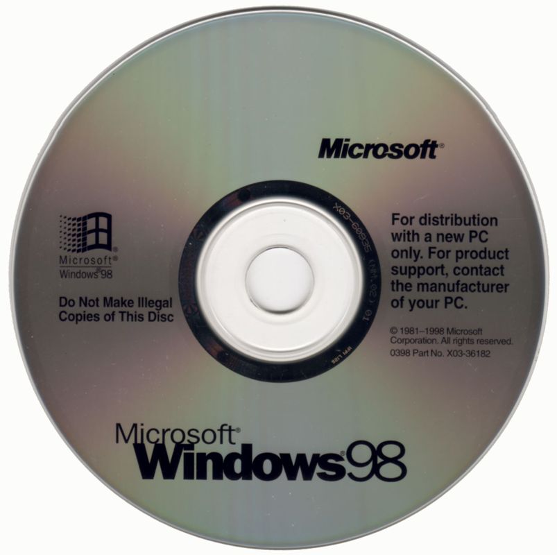 Media for Microsoft Windows 98/98SE (included games) (Windows) (1st edition - OEM with new computer)