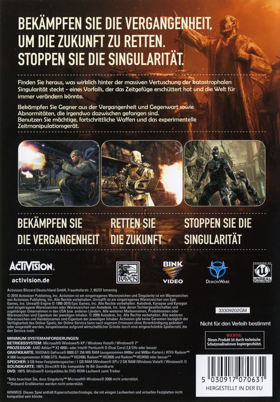 Back Cover for Singularity (Windows)