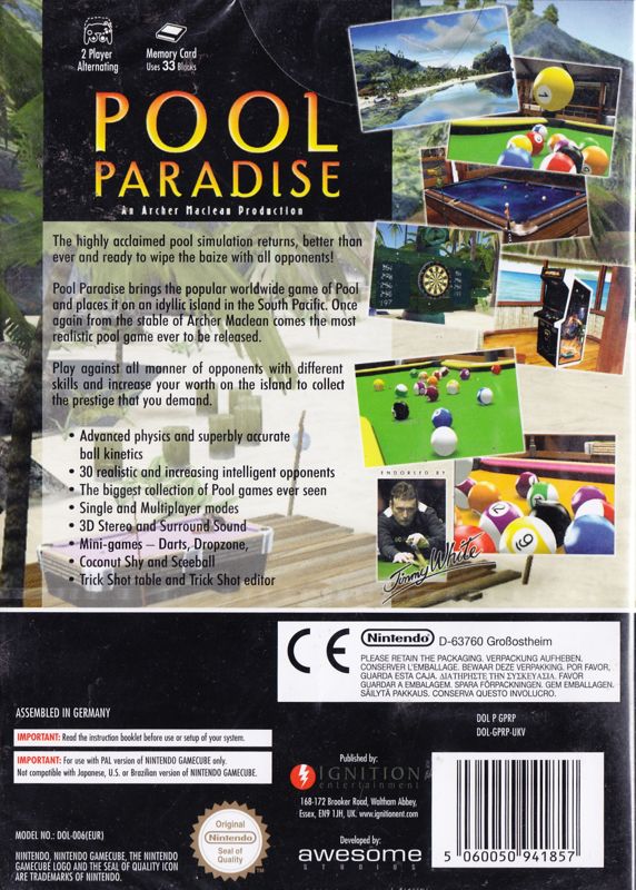 Back Cover for Archer Maclean Presents Pool Paradise (GameCube)