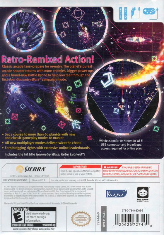 Back Cover for Geometry Wars: Galaxies (Wii)