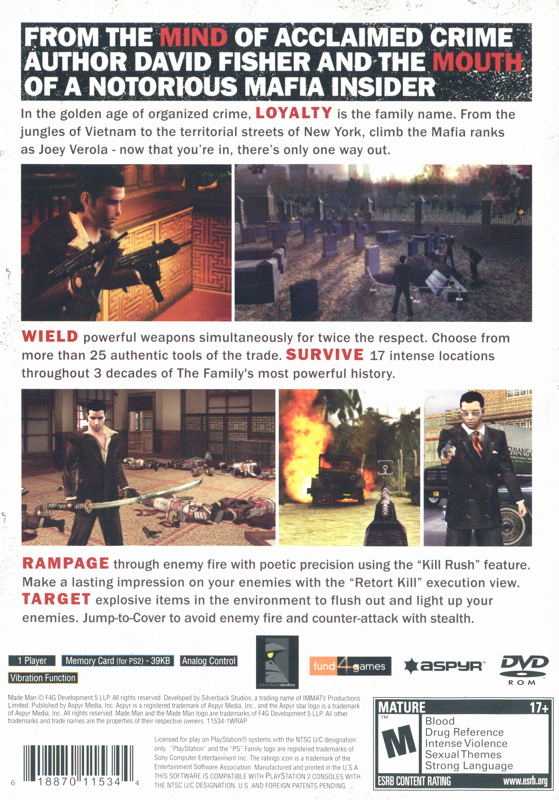 Back Cover for Made Man: Confessions of the Family Blood (PlayStation 2)