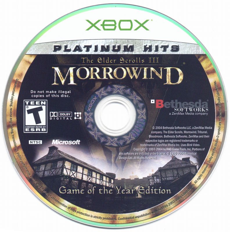 Media for The Elder Scrolls III: Morrowind - Game of the Year Edition (Xbox) (Platinum Hits release)