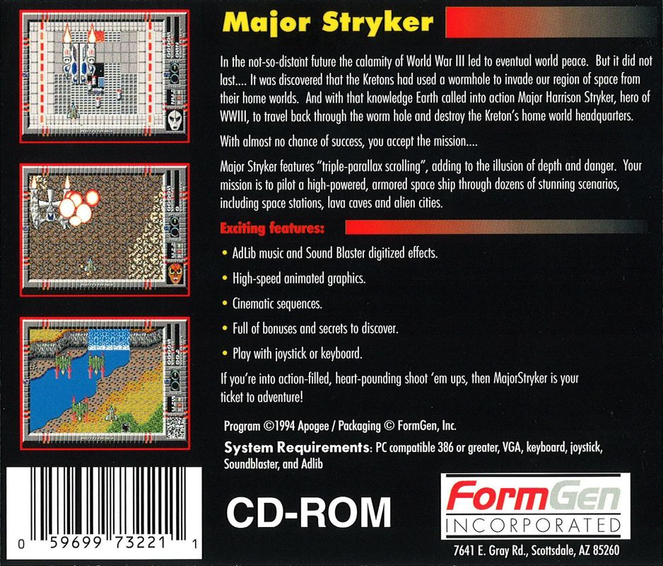 Back Cover for Major Stryker (DOS) (v1.4 registered CD-ROM version)
