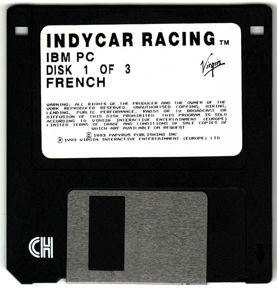 Media for IndyCar Racing (DOS) (1st release): Disk 1/3