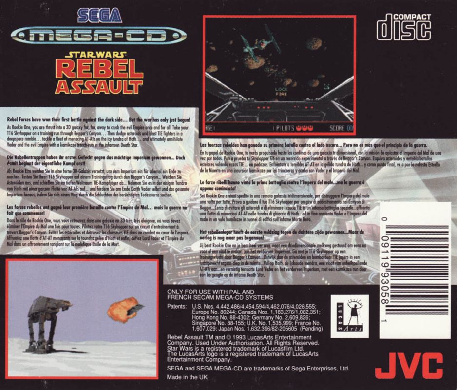 Back Cover for Star Wars: Rebel Assault (SEGA CD)