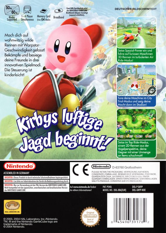 Back Cover for Kirby Air Ride (GameCube)