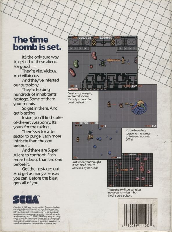 Back Cover for Alien Syndrome (DOS) (3.5" disk release)