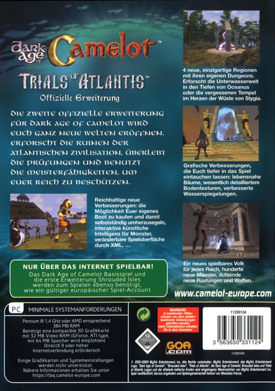 Back Cover for Dark Age of Camelot: Trials of Atlantis (Windows)