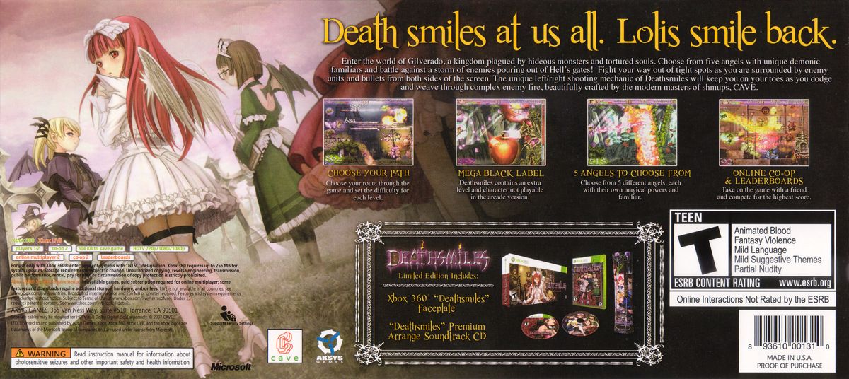 Back Cover for Deathsmiles (Limited Edition) (Xbox 360)