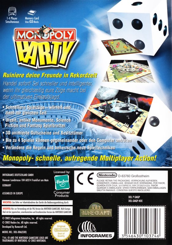 Back Cover for Monopoly Party (GameCube)