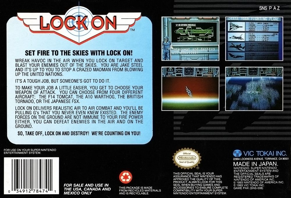 Back Cover for Lock On (SNES)
