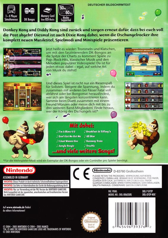 Back Cover for Donkey Konga 2 (GameCube)