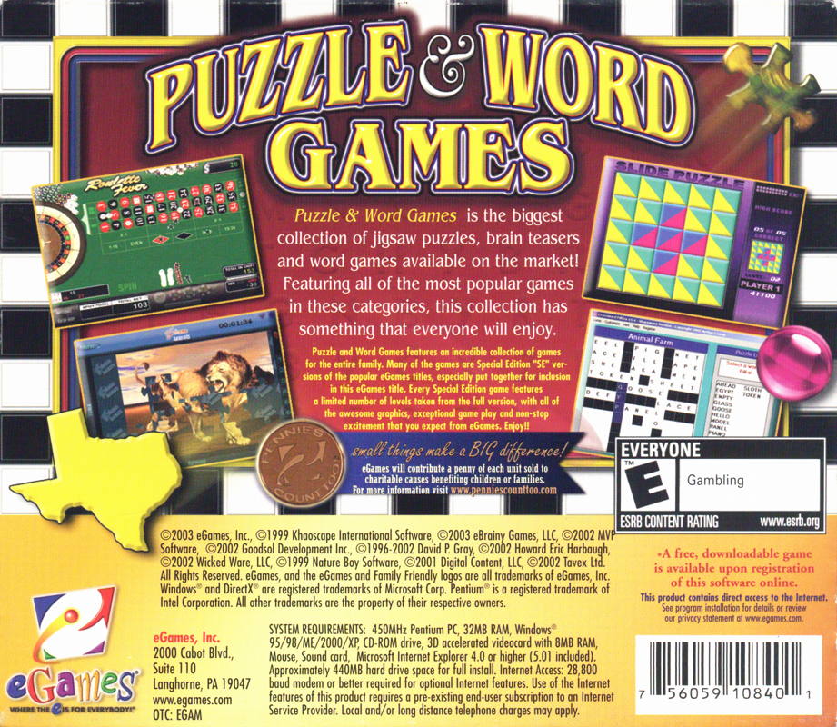 Back Cover for Puzzle & Word Games (Windows)