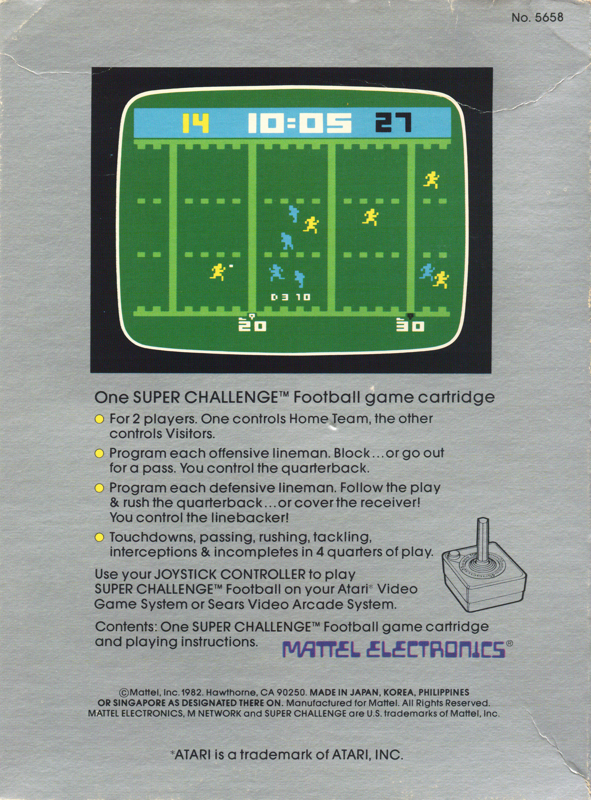Back Cover for NFL Football (Atari 2600)