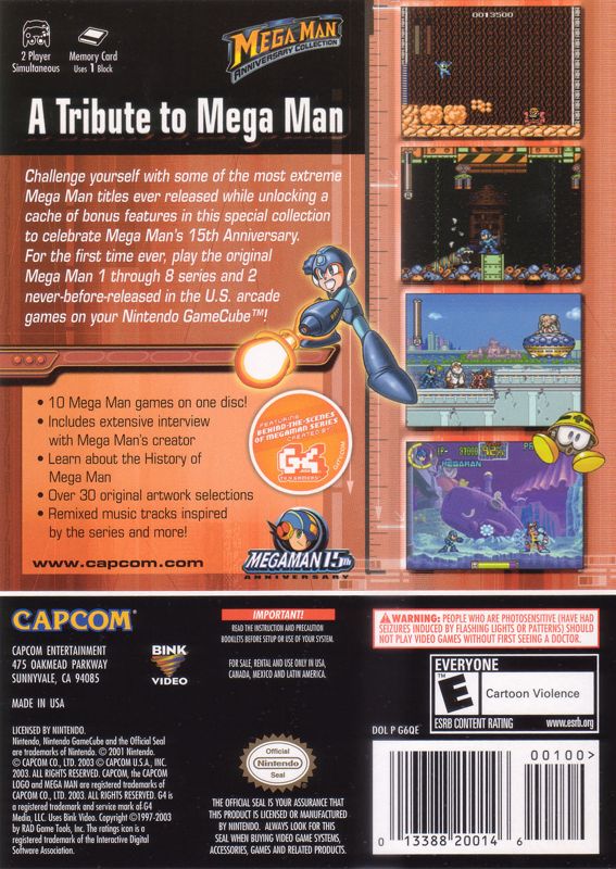 Back Cover for Mega Man: Anniversary Collection (GameCube)