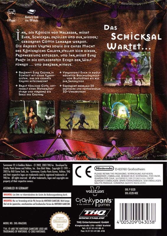 Back Cover for Summoner 2 (GameCube)