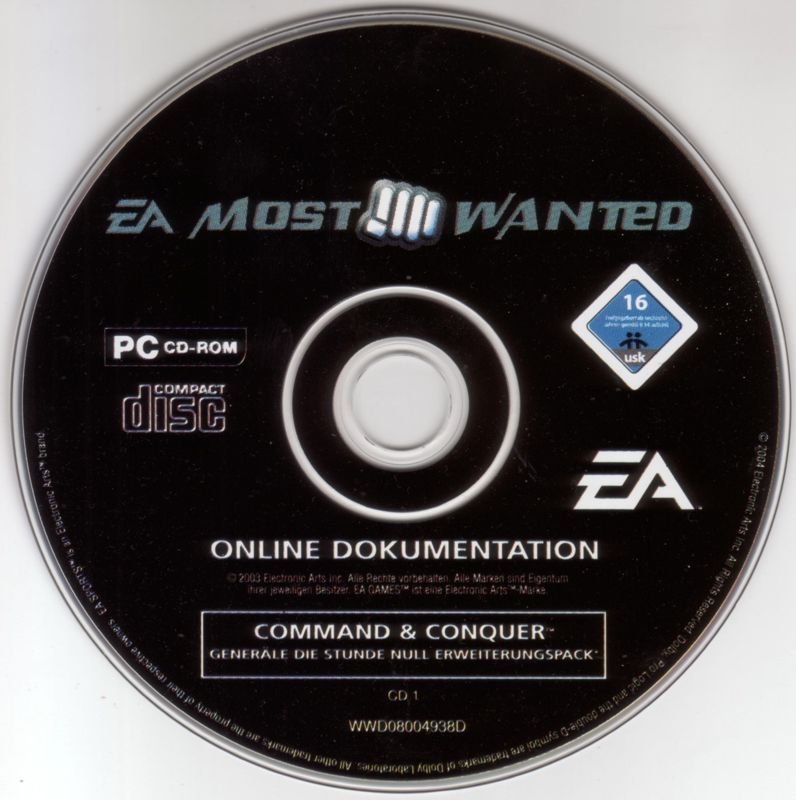 Media for Command & Conquer: Generals - Zero:Hour (Windows) (EA Most Wanted release): Disc 1