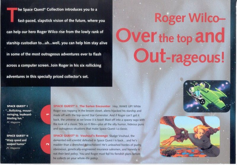 Inside Cover for Space Quest: Collection Series (DOS and Windows and Windows 3.x): Upper Flap