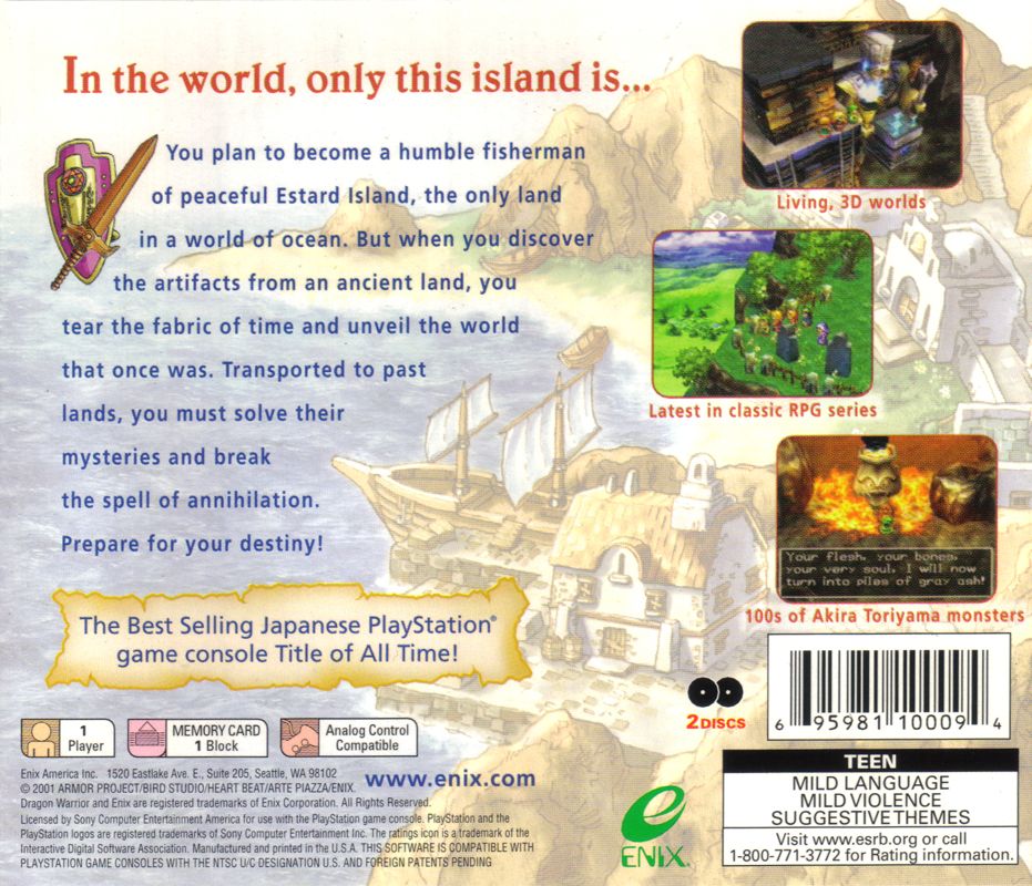 Back Cover for Dragon Warrior VII (PlayStation)