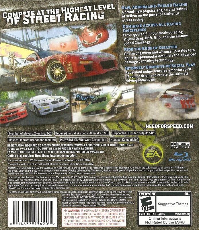 Need For Speed Prostreet Cover Or Packaging Material Mobygames