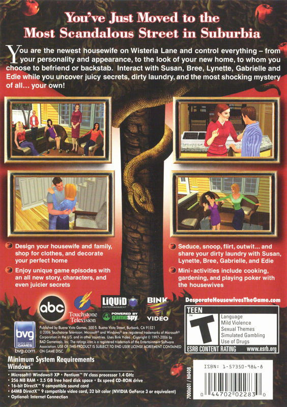 Back Cover for Desperate Housewives: The Game (Windows)