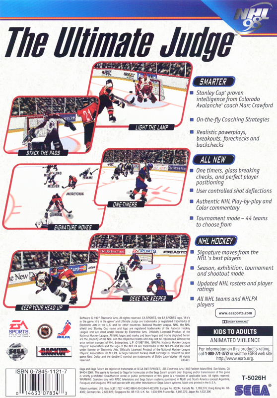 Back Cover for NHL 98 (SEGA Saturn)