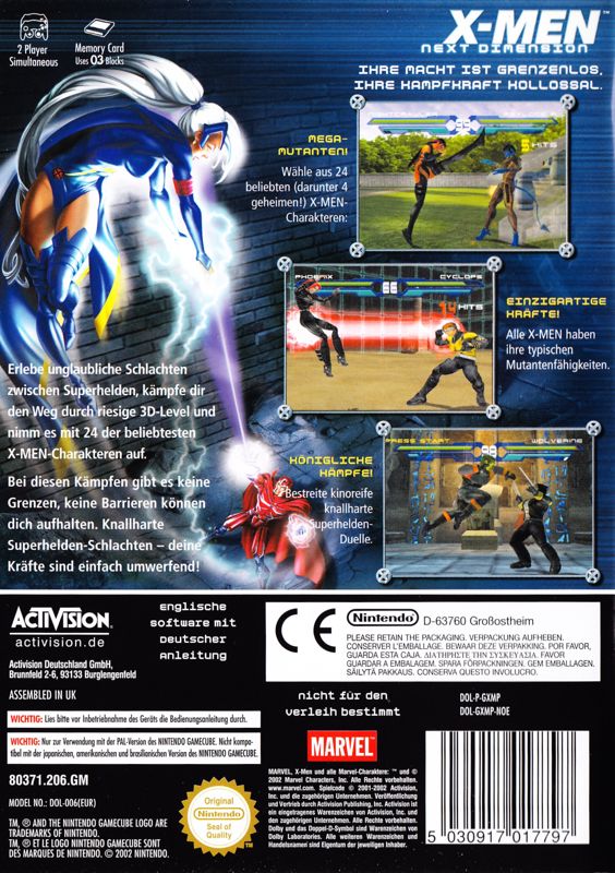 XMen Next Dimension cover or packaging material MobyGames