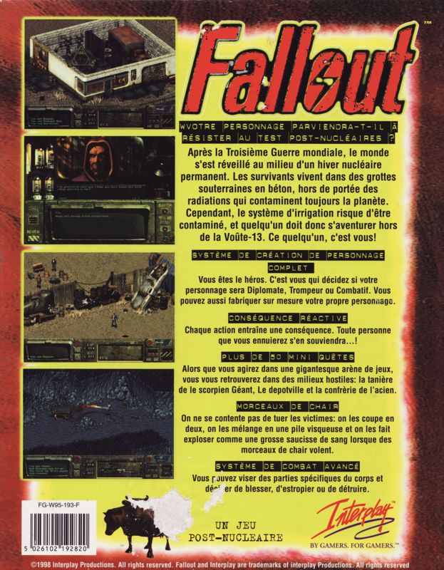 Back Cover for Fallout (DOS and Windows)