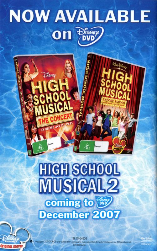 Manual for High School Musical: Sing It! (PlayStation 2): Back