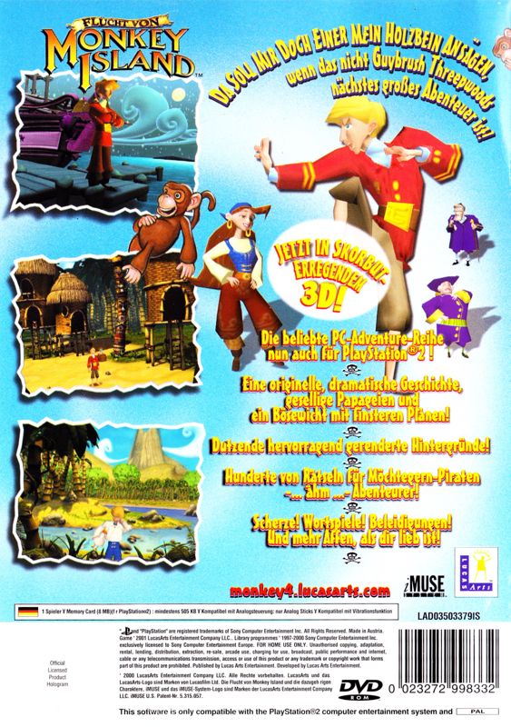 Back Cover for Escape from Monkey Island (PlayStation 2)